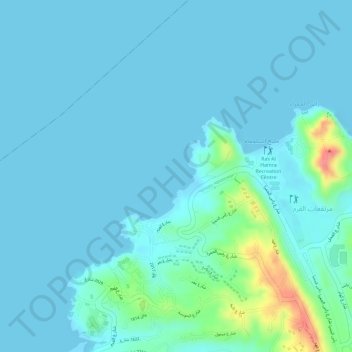 Ras al Hamra topographic map, elevation, terrain