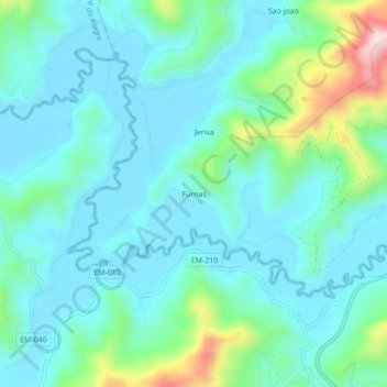 Furnas topographic map, elevation, terrain