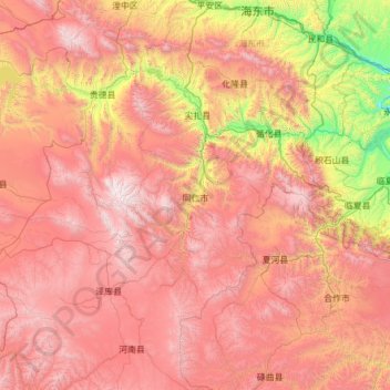 黄南州 topographic map, elevation, terrain