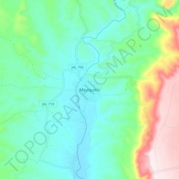 Mezquitic topographic map, elevation, terrain