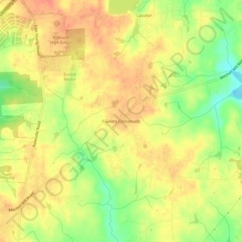 Fowlers Crossroads topographic map, elevation, terrain