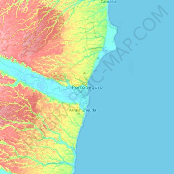 Porto Seguro topographic map, elevation, terrain
