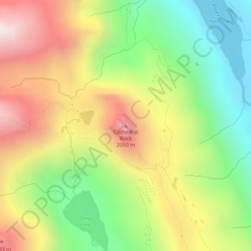Cathedral Rock topographic map, elevation, terrain