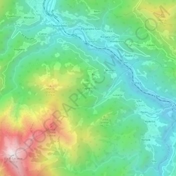 Pugnetto topographic map, elevation, terrain