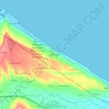 Lago Dragoni topographic map, elevation, terrain