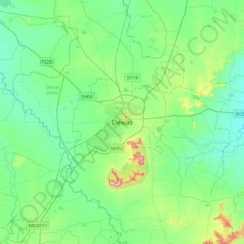 Dewas topographic map, elevation, terrain