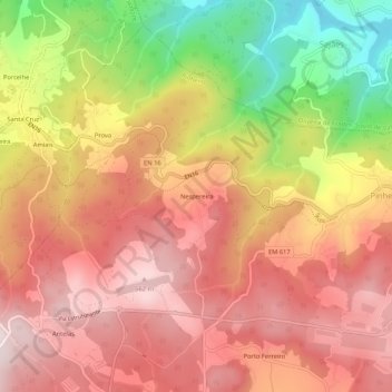 Nespereira topographic map, elevation, terrain