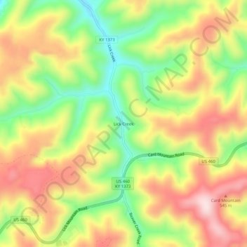 Lick Creek topographic map, elevation, terrain
