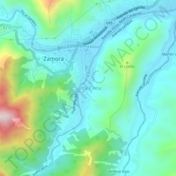 Santa Elena topographic map, elevation, terrain