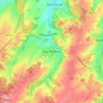 Dion-le-Mont topographic map, elevation, terrain