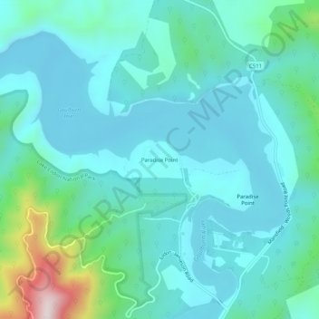 Paradise Point topographic map, elevation, terrain