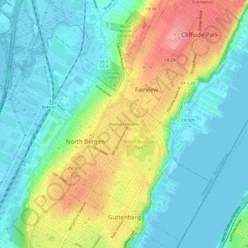 Hudson Heights topographic map, elevation, terrain