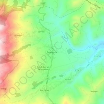 Campovalano topographic map, elevation, terrain