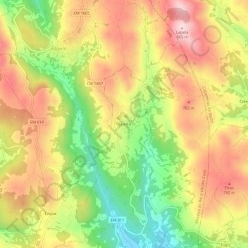 Bastelo topographic map, elevation, terrain
