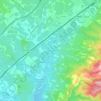 Can Riera topographic map, elevation, terrain