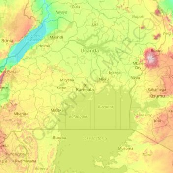 Central Region topographic map, elevation, terrain