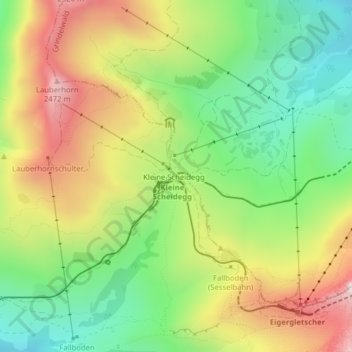 Kleine Scheidegg topographic map, elevation, terrain