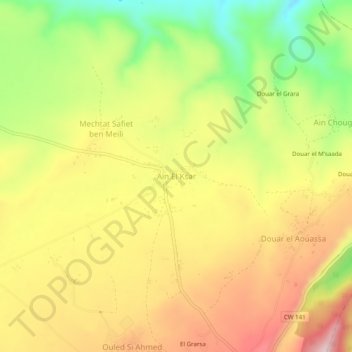 Aïn El Ksar topographic map, elevation, terrain