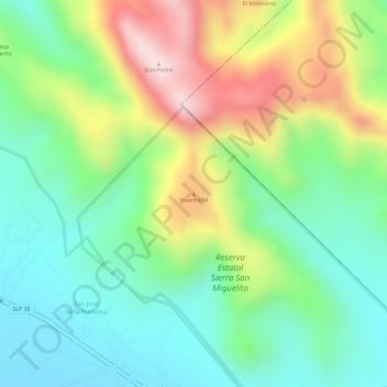 Huachichil topographic map, elevation, terrain