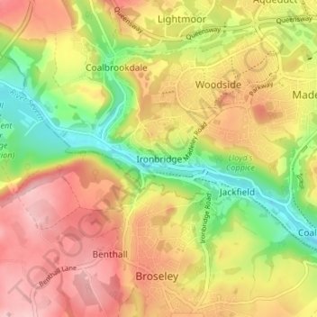 Ironbridge topographic map, elevation, terrain