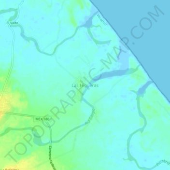 Las Higueras topographic map, elevation, terrain