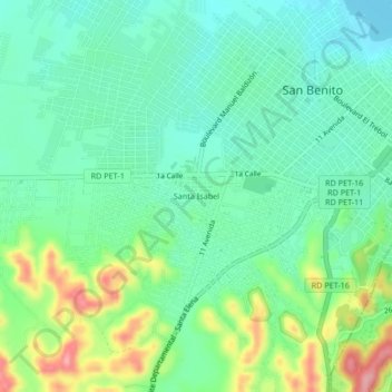 Santa Isabel topographic map, elevation, terrain