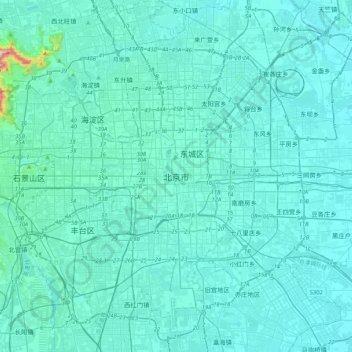 北京市 topographic map, elevation, terrain