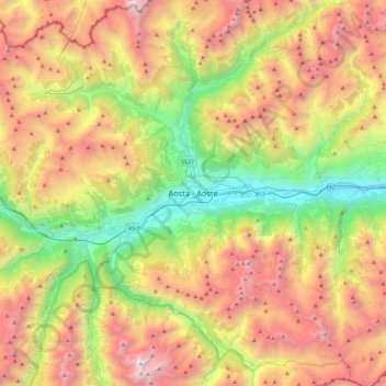 Aosta / Aoste topographic map, elevation, terrain