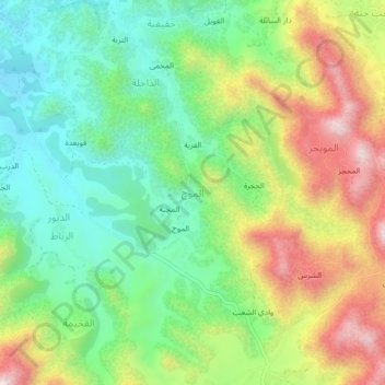 Al Mawj topographic map, elevation, terrain
