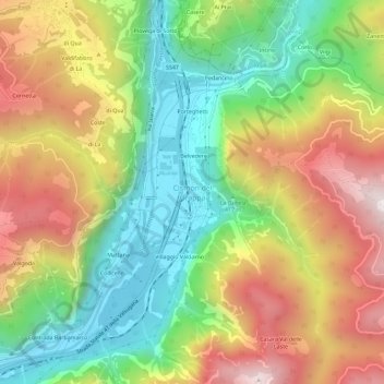 Cismon del Grappa topographic map, elevation, terrain