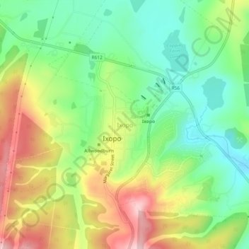 Ixopo topographic map, elevation, terrain