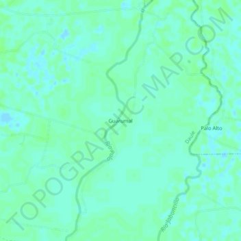 Guarumal topographic map, elevation, terrain
