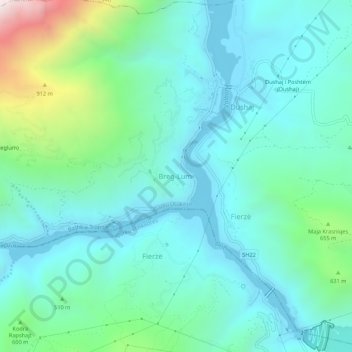 Breg-Lumi topographic map, elevation, terrain