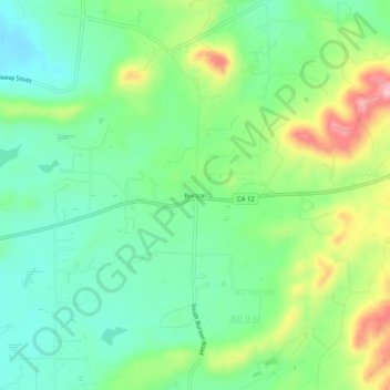 Burson topographic map, elevation, terrain