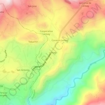 Lentag topographic map, elevation, terrain