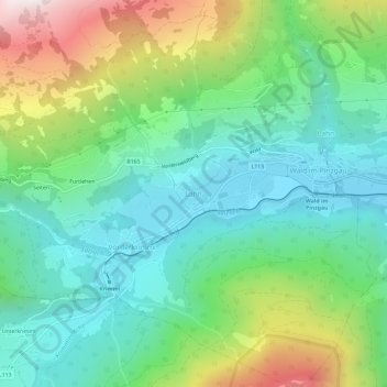 Lahn topographic map, elevation, terrain
