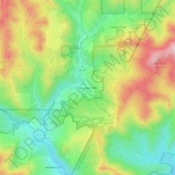 Topanga Oaks topographic map, elevation, terrain
