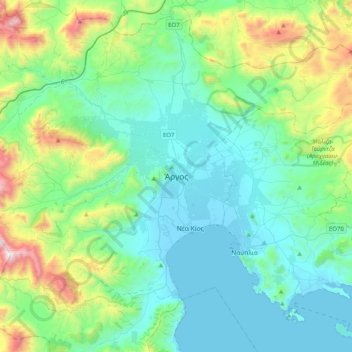 Argos topographic map, elevation, terrain