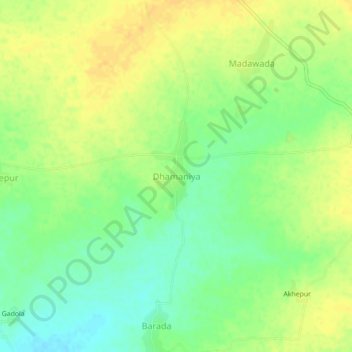 Dhamaniya topographic map, elevation, terrain