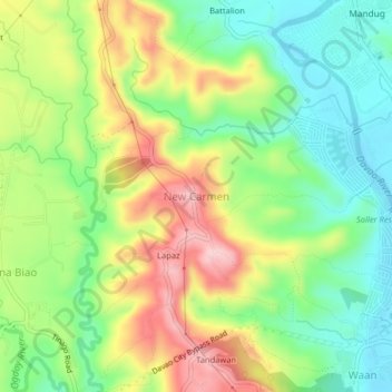 New Carmen topographic map, elevation, terrain