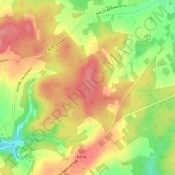 Ronchy topographic map, elevation, terrain
