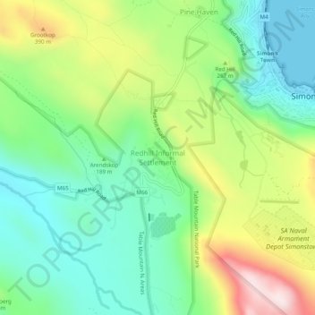 Redhill Informal Settlement topographic map, elevation, terrain