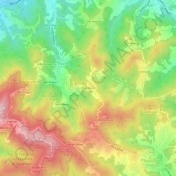 Tetti None topographic map, elevation, terrain