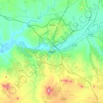 Toledo topographic map, elevation, terrain