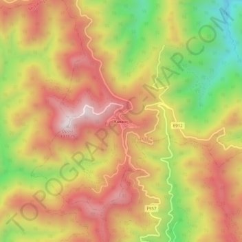 Kykkos topographic map, elevation, terrain