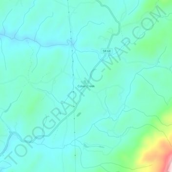 Coker Creek topographic map, elevation, terrain