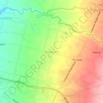 Kalasuyan topographic map, elevation, terrain