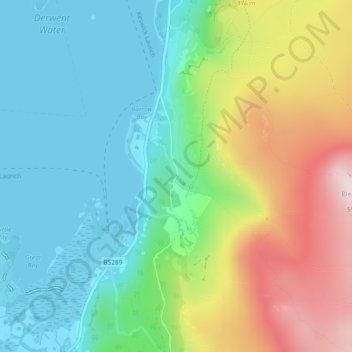 Ashness Bridge topographic map, elevation, terrain