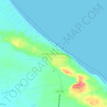 Canoa Quebrada topographic map, elevation, terrain