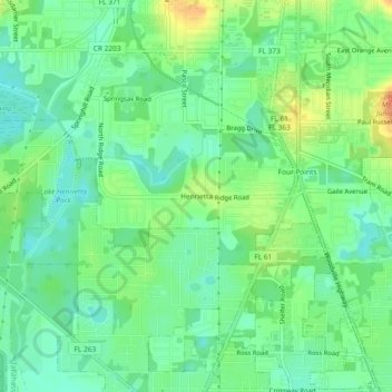Henrietta topographic map, elevation, terrain
